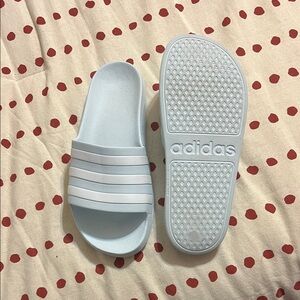 Adidas Light Blue and White Slide Sandals